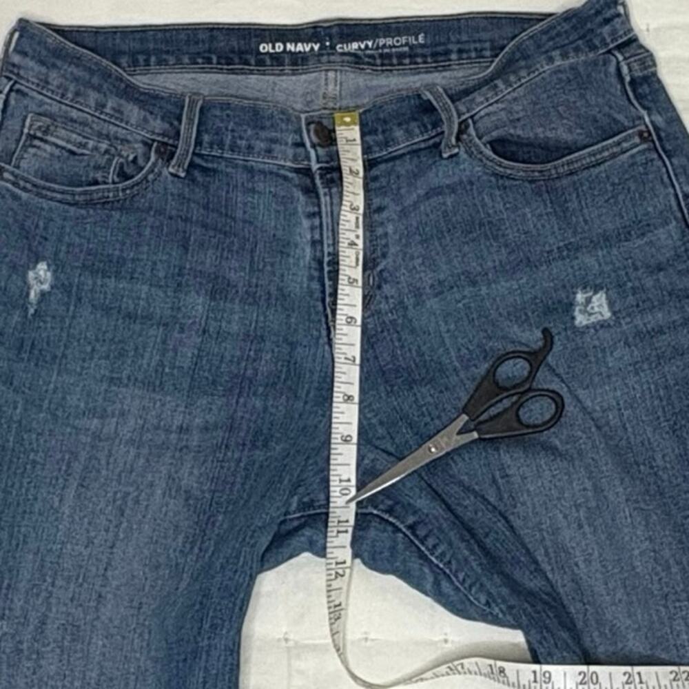 Old Navy Curvy Mid-Rise Skinny Distressed Jeans Women's 12R Blue Stretch Denim - Picture 8 of 11